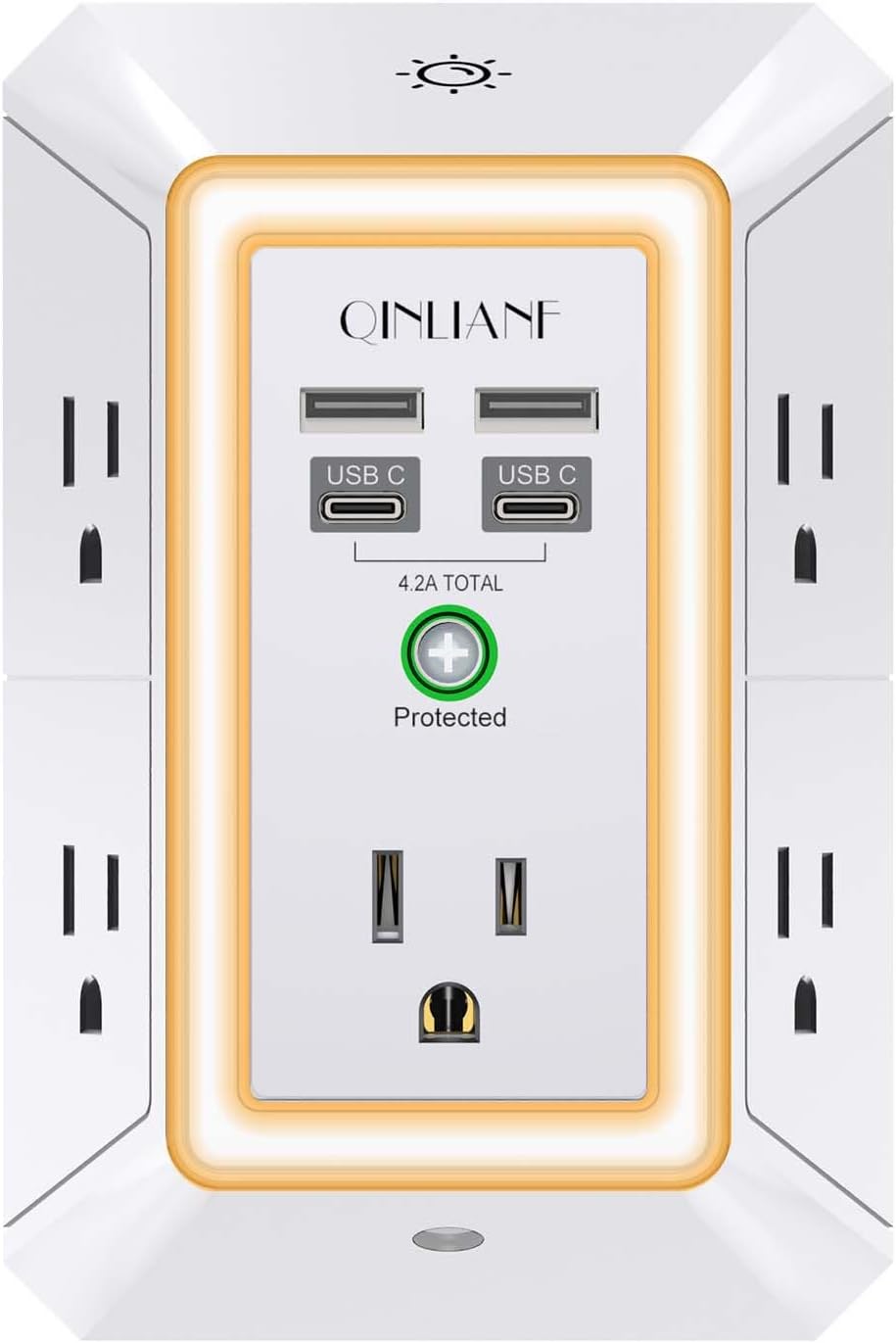 Wall Charger, Surge Protector Extender with 4 USB Ports